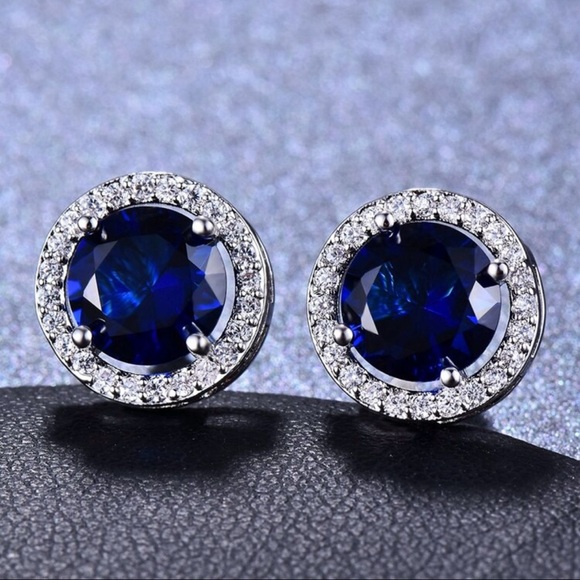 Sold Out “Diana” Blue Sapphire Stud Earrings - Picture 3 of 3
